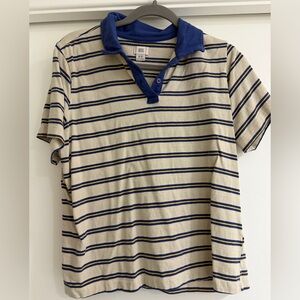 BDG Polo Shirt - Navy and yellow Stripes M